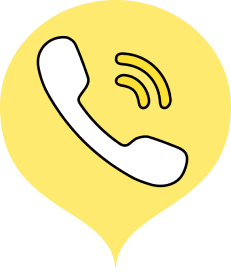 Ícone de balão amarelo com um telefone a tocar