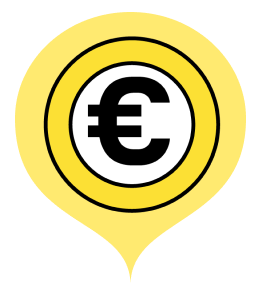 Ícone de balão amarelo com símbolo do euro Euro
